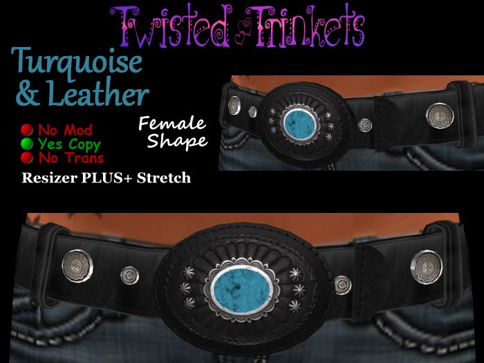 Western Turquoise Black Belt (female)