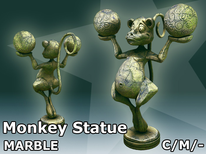 Second Life Marketplace Monkey Sculpture Statue MARBLE [MESH]
