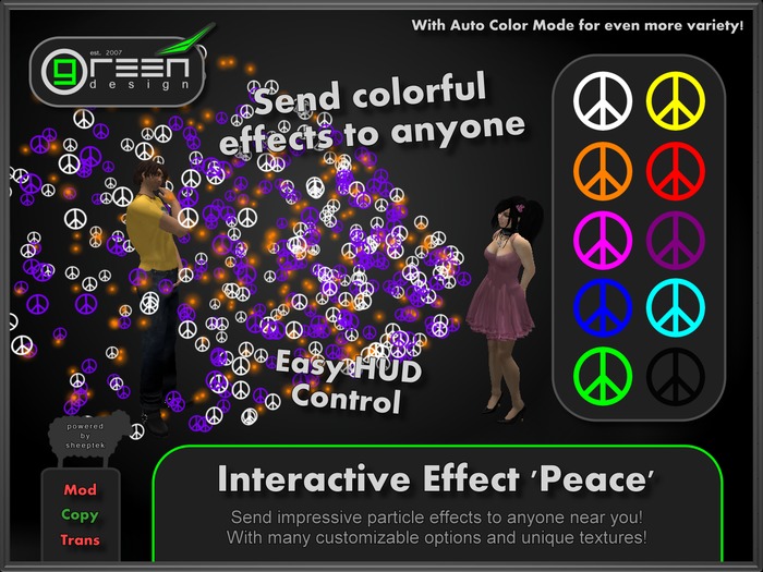 ●GD● Interactive Effect 'Peace' [Send Multi Color Effects to anyone] HUD controlled particle/texture emitter!