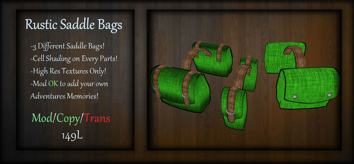 [SW] Green Rustic Saddle Bags for pony and twi avatar!