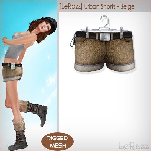 [LeRazz] Urban Shorts - Beige (Rigged Mesh)