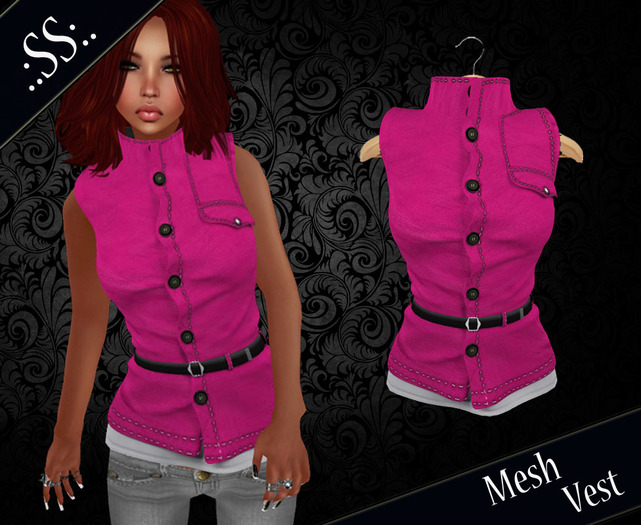 .:SS:. PINK COTTON MESH VEST 