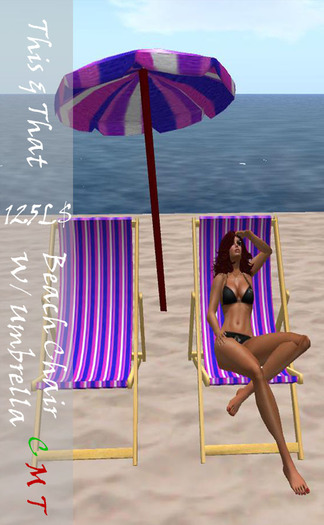 This & That Grape Beach Chair W/Umbrella