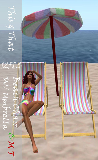 This & That Cotton Candy Beach Chair W/Umbrella