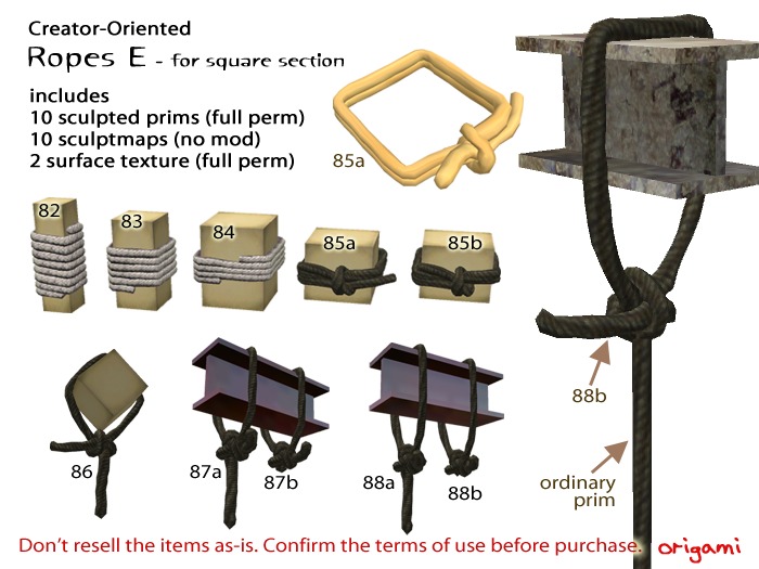 origami~* Ropes E - for square section