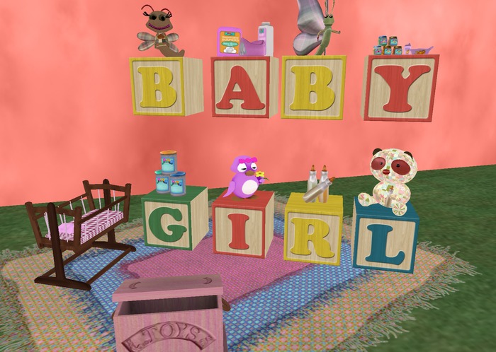 Baby Girl Block Invitation Boxed