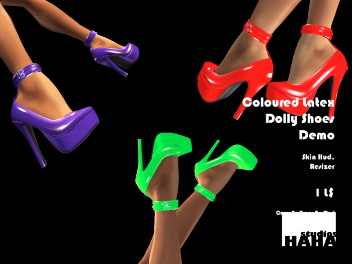 !Green Latex Dolly Shoes Set DEMO
