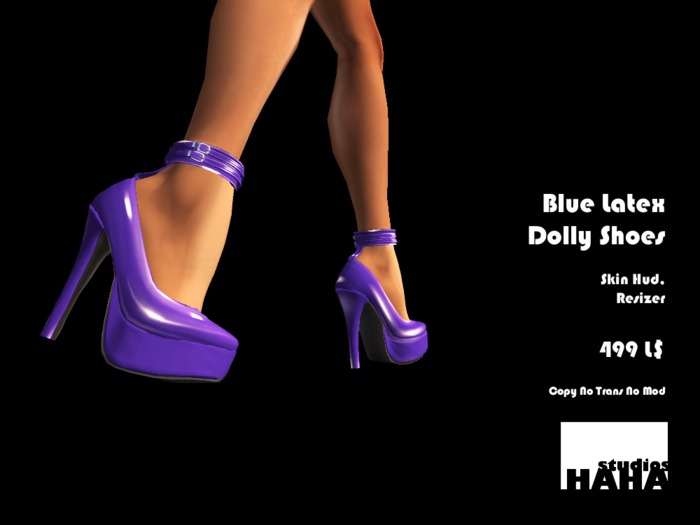 !Blue Latex Dolly Shoes Set
