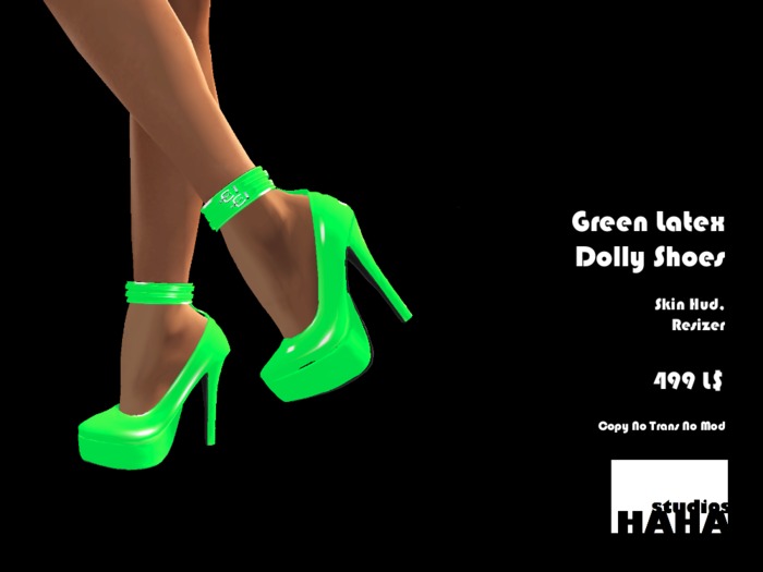 !Green Latex Dolly Shoes Set