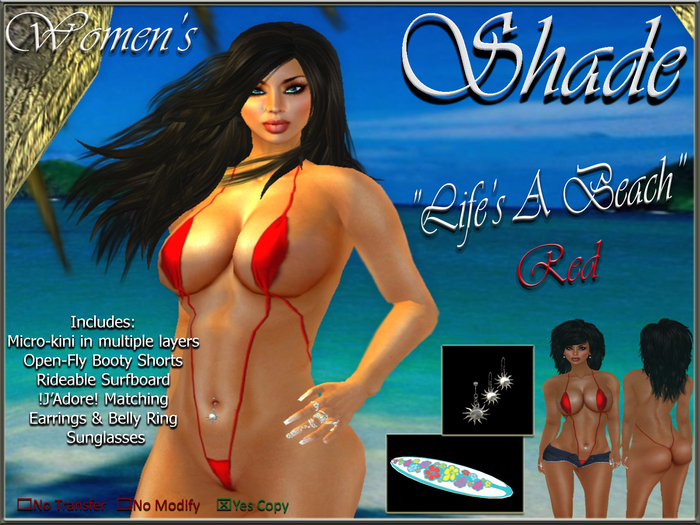 !SHADE! "Life's A Beach" Women's Red