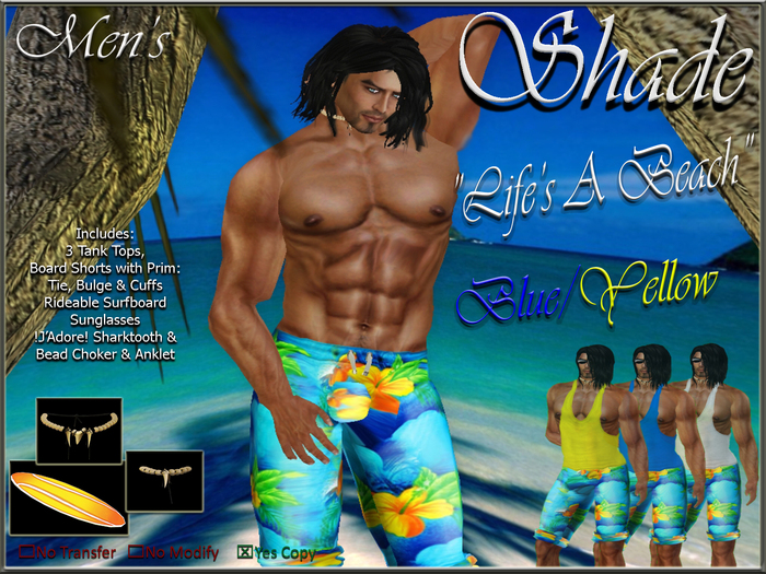 !SHADE! "Life's A Beach" Men's Blue/Yellow
