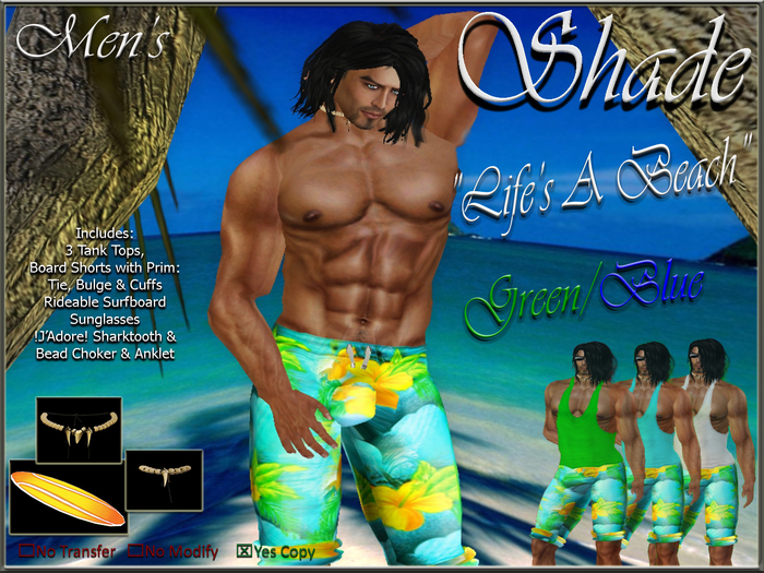 !SHADE! "Life's A Beach" Men's Green/Blue