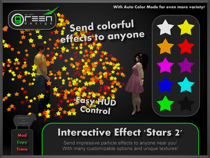 ●GD● Interactive Effect 'Stars 2' [Send Multi Color Effects to anyone] HUD controlled particle/texture emitter!