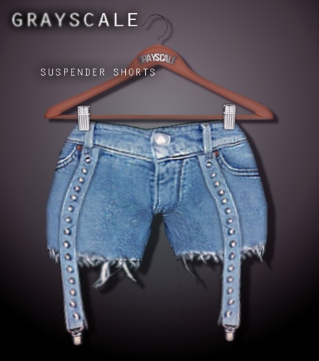 [Grayscale] - Suspender Shorts / MediumBlue Denim