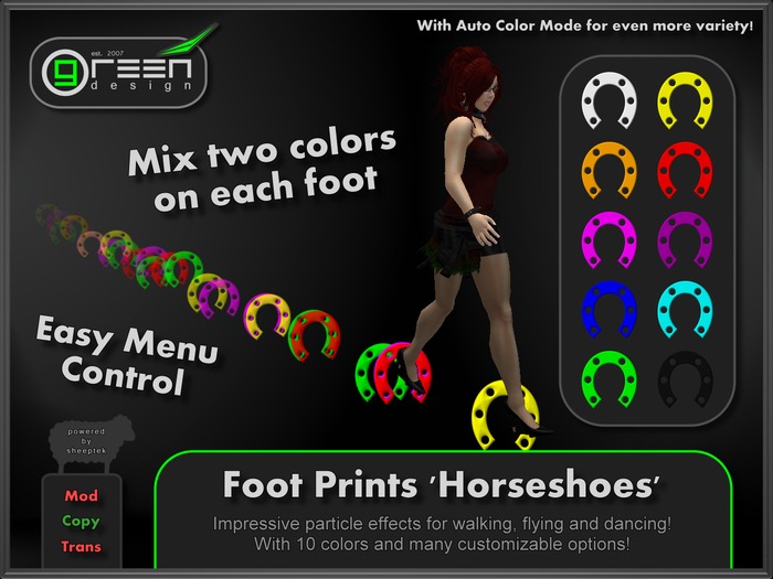 ●GD● Foot Prints 'Horseshoes' [Multi Color, Walk/Fly/Dance] Customizable Paw Prints Walking Effect