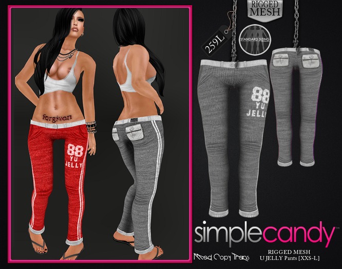 SimpleCandy - Mesh U JELLY Pants [GREY]