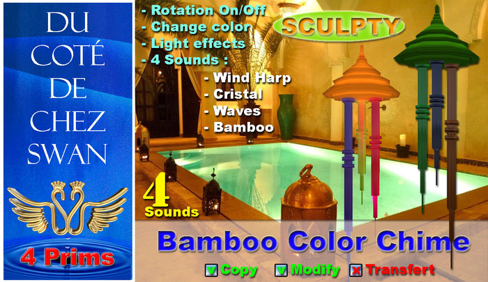 Moroccan Bamboo Color Chime - 4 prims