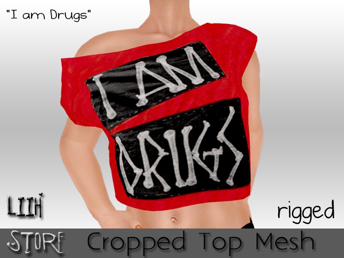 [LS] Cropped Top I am Drugs MESH