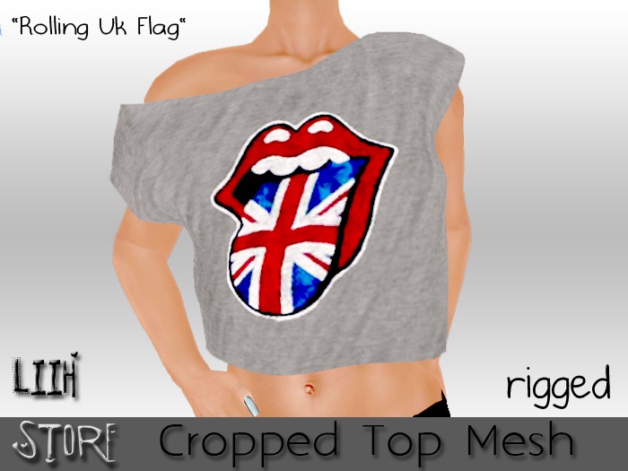 [LS] Cropped Top Uk Flag Rolling MESH