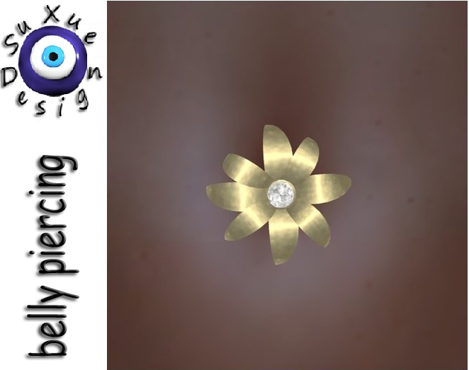 ❤️ [ su ] Belly Piercing Daisy Diamond Gold Resize