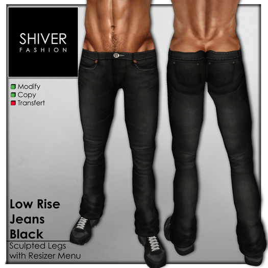 Shiver - Low Rise Denim Jeans - Black