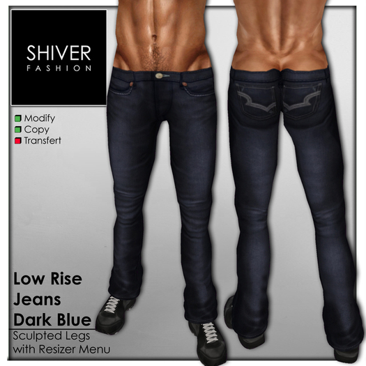 Shiver - Jeans Taille Basse Bleu Foncé