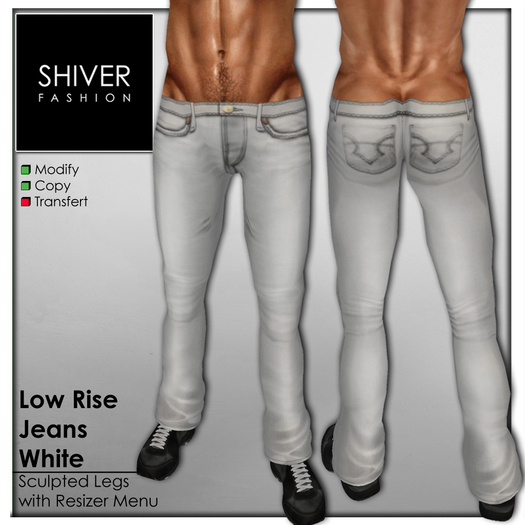 Shiver - Low Rise Denim Jeans - White