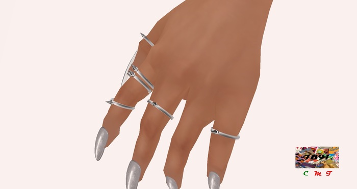 [7891.] - Emiss Rings Set - Silver (W\Resize)