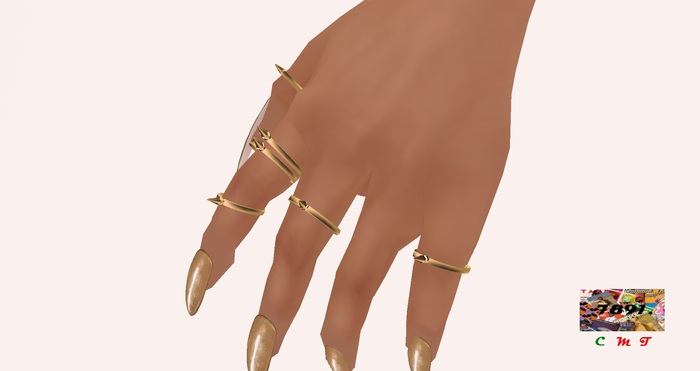 [7891.] - Emiss Rings Set - Gold (W\Resize)