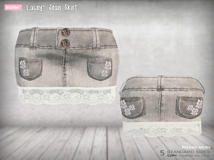 {dollle*} Lacey Jean Mini Skirt - Gray