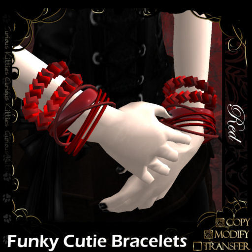 =^.^= Curious Kitties - Funky Cutie Bracelets - Red