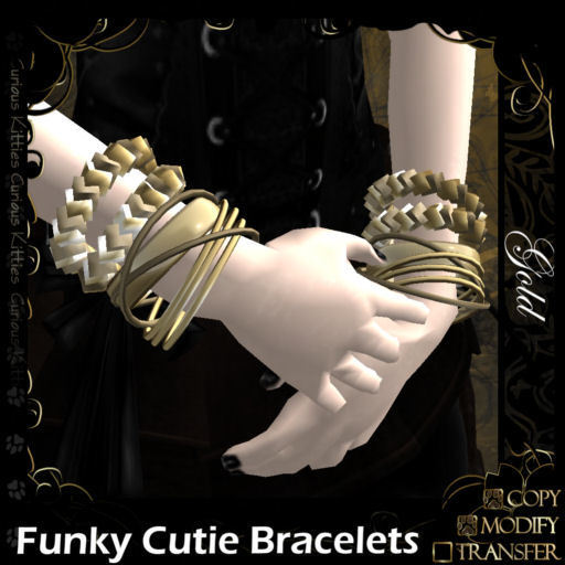 =^.^= Curious Kitties - Funky Cutie Bracelets - Gold