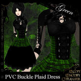 =^.^= Curious Kitties - PVC Buckle Plaid Dress - Green