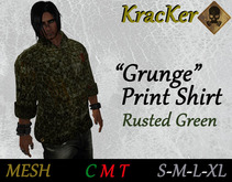Kracker Grunge Print Shirt Rusted Green