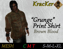 Kracker Grunge Print Shirt Brown Blood