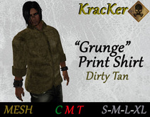 Kracker Grunge Print Shirt Dirty Tan
