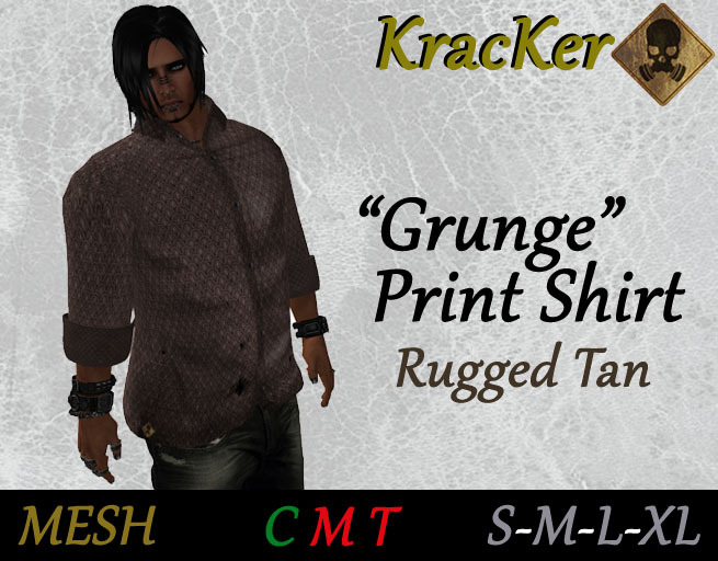 Kracker Grunge Print Shirt Rugged Tan