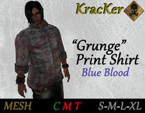 Kracker Grunge Print Shirt Blue Blood