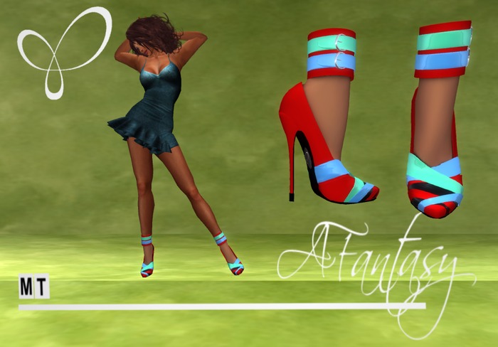 AFantasy Multicolored Strappy Pumps - Bold