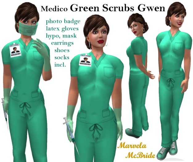 ! "Medico" Green Scrubs Gwen
