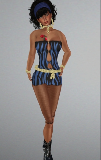 Blue & Black Zebra Hot Pants Outfit