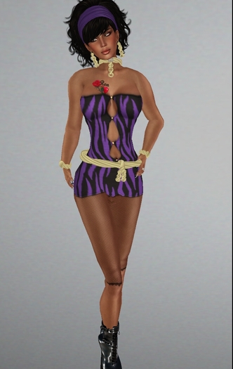 Purple & Black Zebra Hot Pants Outfit