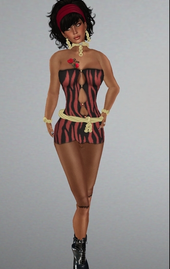 Red & Black Zebra Hot Pants Outfit