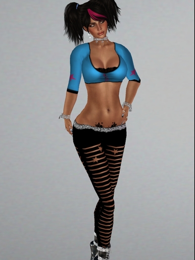 Blue With Pink Stars Mini Shirt and Leggings Wild Outfit
