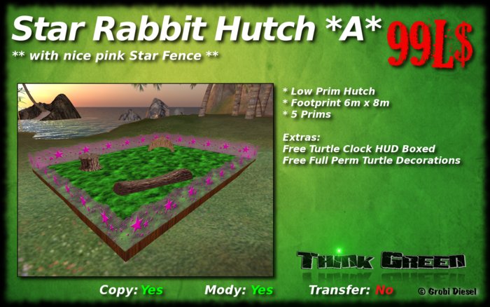*THINK GREEEN* - Star Rabbit Hutch *A* [BOXED]