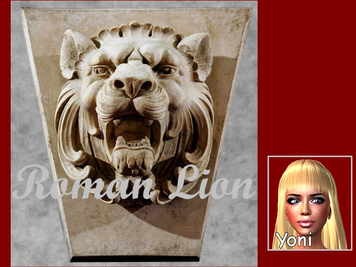 Roman Lion Head - wall stone with texture.