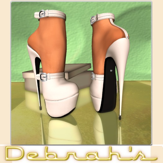 Debrah's "Macy" Clogs Up - White leather+Megapack Nylons