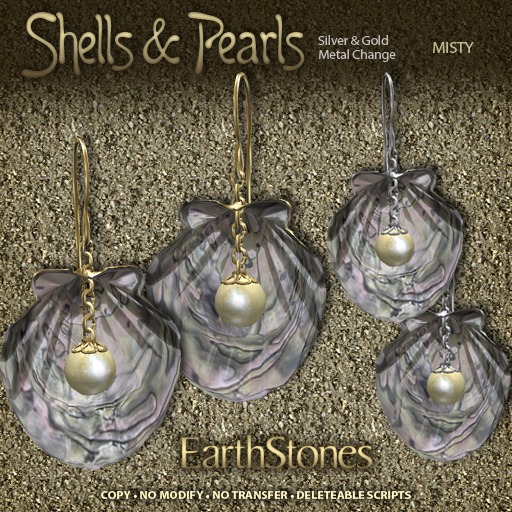 EarthStones Shells & Pearls Earrings - Misty (BOX)