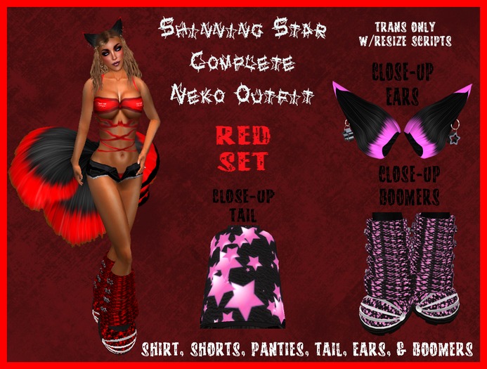 Shinning Star Red Complete Neko Outfit