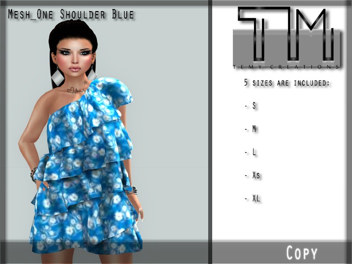 [TM] Mesh_One Shoulder Blue
